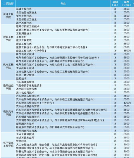 日照职业技术学院招生专业