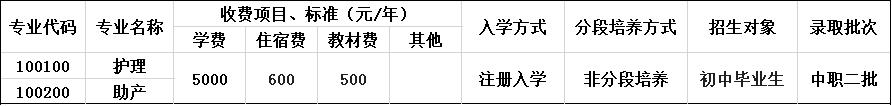 重庆市南丁卫生职业学校收费标准