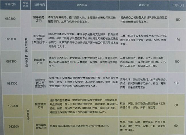 成都翔飞航空职业学校2019年招生专业及计划