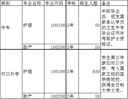 重庆市南丁卫生学校招生计划