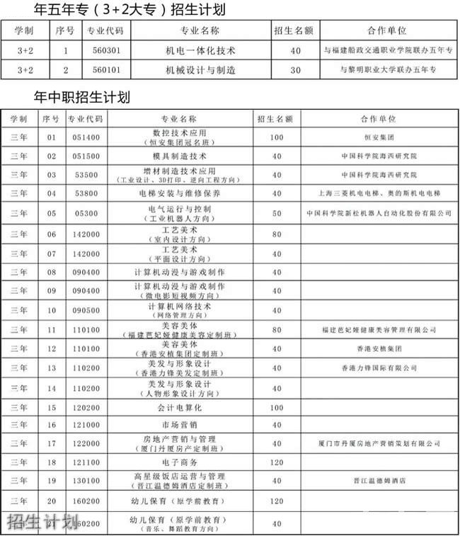 晋江安海职业中专学校招生计划